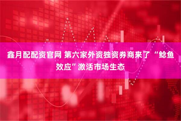 鑫月配配资官网 第六家外资独资券商来了 “鲶鱼效应”激活市场生态